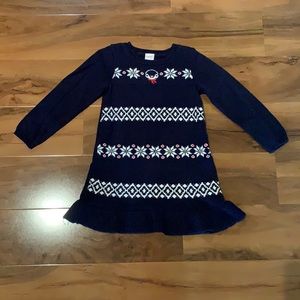 Girls Gymboree size 3T navy blue,white and red sweater dress Christmas